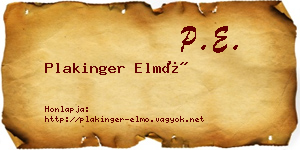 Plakinger Elmó névjegykártya